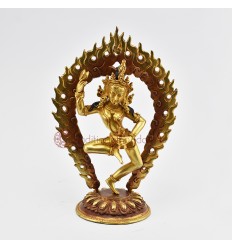 Hand Made Copper Alloy with Gold Gilded Magic Labdron / Damaru Jogini Statue