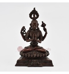 Hand Made Copper Alloy with Gold Gilded Magic Labdron / Damaru Jogini Statue