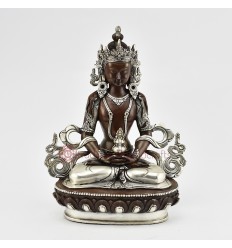 Hand Made Oxidized Copper Alloy with Silver Plating 9" Aparmita Statue