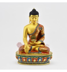 Hand Painted Copper Alloy with Multicolored Finish11.5" Shakyamuni Buddha Statue