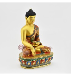 Hand Painted Copper Alloy with Multicolored Finish11.5" Shakyamuni Buddha Statue