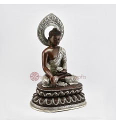 Oxidized Finished Copper Alloy with Silver Plating14" Shakyamuni Buddha Statue