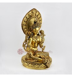 Fine Quality Hand Made 16" Green Tara / Drolma Copper Alloy Gold Gilded Statue