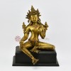 Hand Made Wooden Base 12" Green Tara / Drolma Copper Alloy Gold Gilded Statue