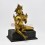 Hand Made Wooden Base 12" Green Tara / Drolma Copper Alloy Gold Gilded Statue