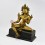 Hand Made Wooden Base 12" Green Tara / Drolma Copper Alloy Gold Gilded Statue