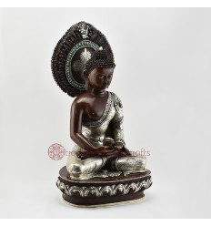 Hand Made Oxidized Copper Alloy with Silver Plating 17" Amitabha Buddha Statue
