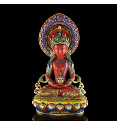 Hand Painted Copper Alloy with 24 Karat Gold Gilded 22.5" Aparmita Statue