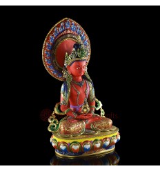 Hand Painted Copper Alloy with 24 Karat Gold Gilded 22.5" Aparmita Statue