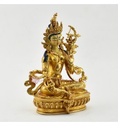 Hand Carved  Copper Alloy with 24 Karat Gold Gilded 9" Red Tara Statue