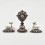 Silver Plated Copper Alloy in Oxidation Finish 4" Dharma Wheel and Pair of Deer