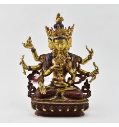 Hand Made Copper Alloy with Gold Gilded & Face Painted Namgyalma Buddha Statue