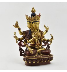 Hand Made Copper Alloy with Gold Gilded & Face Painted Namgyalma Buddha Statue