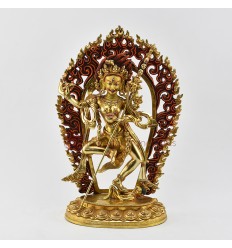 Hand Made Copper Alloy with 24 Karat Gold Gilded 14" Vajravarahi Dakini Statue
