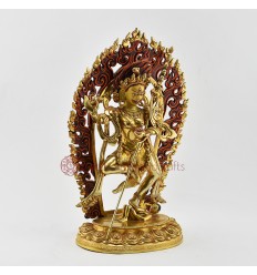 Hand Made Copper Alloy with 24 Karat Gold Gilded 14" Vajravarahi Dakini Statue