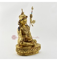 Hand Carved Gold Gilded & Hand Painted Face Tibetan Guru Rinpoche statue