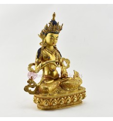 Hand Carved Fine Quality 24 Karat Gold Gilded Face Painted Vajrasattva Statue