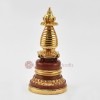 Hand Made Copper Alloy with 24 Karat Gold Gilded 7.75" Kadam Style Stupa