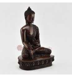 Tibetan Buddhist Oxidized Copper Alloy 9" Medicine Buddha / Menlha Statue