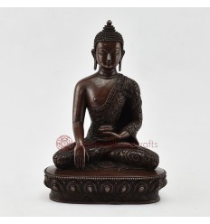 Tibetan Buddhist Oxidized Copper Alloy 9" Shakyamuni Buddha / Tomba Statue
