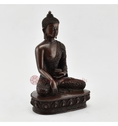 Tibetan Buddhist Oxidized Copper Alloy 9" Shakyamuni Buddha / Tomba Statue