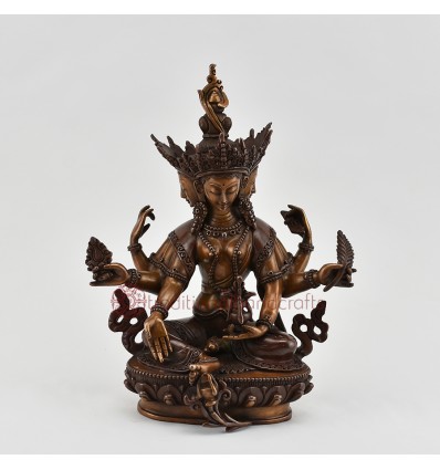 Hand Made Copper Alloy in Oxidation Finish 9.5" Vasundhara Statue