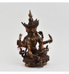 Hand Made Copper Alloy in Oxidation Finish 9.5" Vasundhara Statue