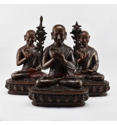 Hand Carved Copper in Oxidation Finish Guru Tsongkhapa Statue