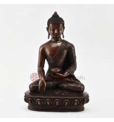Hand Made Tibetan Buddhist Oxidized Copper Alloy 9.5" Shakyamuni Buddha Statue