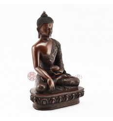 Hand Made Tibetan Buddhist Oxidized Copper Alloy 9.5" Shakyamuni Buddha Statue