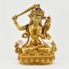 Tibetan Buddhist Hand Made Gold Gilded 9.5" Manjushri / Jambiyang Statue