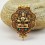 Hand Carved Tibetan Buddhist Sacred Ritual Sterling Gold Plated Silver Chenrezig & Green Tara Ghau