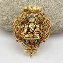  Tibetan Ritual Buddhist Sacred Gold Plated Silver White Tara & Chenrezig Ghau / Pendant / Prayer Box