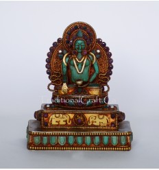 Fine Quality 4" Silver Gold Plated Tibetan Buddhist Shakyamuni Buddha Statue from Patan, Nepal