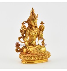 Gold Plated in Antique Finish 4.5" White Tara / Dholkar Statue
