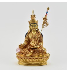 Hand Made Copper Alloy with Gold Gilded 9.5" Guru Rinpoche Statue