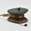 Hand made Wood with White Metal Ring, Leather wrapped and cotton tail and case 5" Damaru