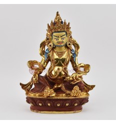 Hand Made Copper Alloy with Partly Gold Gilded Yellow Dzambhala Statue