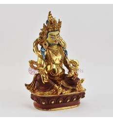 Hand Made Copper Alloy with Partly Gold Gilded Yellow Dzambhala Statue