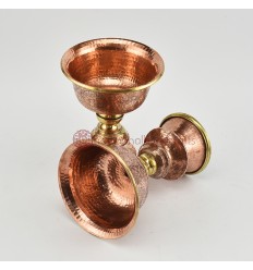 Hand Made Copper Alloy with Brass 4" Butter Lamps Set