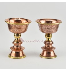 Hand Made Copper Alloy with Brass 4" Butter Lamps Set