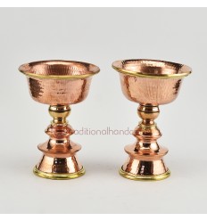 Hand Made Copper Alloy with Brass 4" Butter Lamps Set