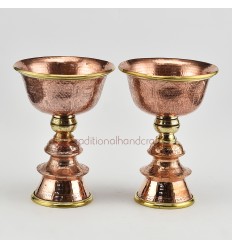 Hand Made Copper Alloy with Brass 5.25" Butter Lamps Set