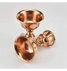 Hand Made Copper Alloy with Brass 5.25" Butter Lamps Set