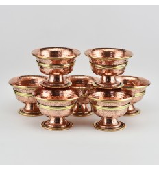 Hand Made Copper Alloy with Brass Rings 7 Bowls 4" Offering Bowls - Tings Set