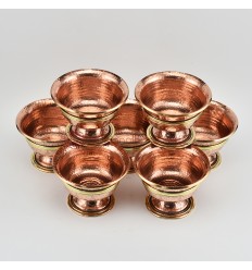 Hand Made Copper Alloy with Brass Rings 7 Bowls 4" Offering Bowls - Tings Set