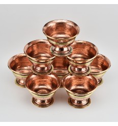 Hand Made Copper Alloy with Brass Rings 8 Bowls 4" Offering Bowls - Tings Set