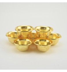 Hand Made Copper Alloy with Gold Plated 7 Bowls 4" Offering Bowls - Tings Set