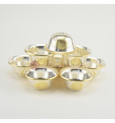 Hand MadeCopper Alloy with Gold and Silver Electro Plated 8 Bowls 4" Offering Bowls - Tings Set
