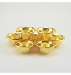 Hand Made Copper Alloy with Gold Plated 7 Bowls 3" Offering Bowls - Tings Set
